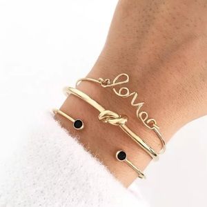 🎉 New Love Gold Plated Bangle Bracelet Set of 3